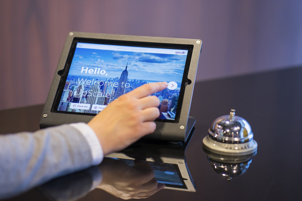 Guest using a smartphone to scan a QR code during vacation rental check-in